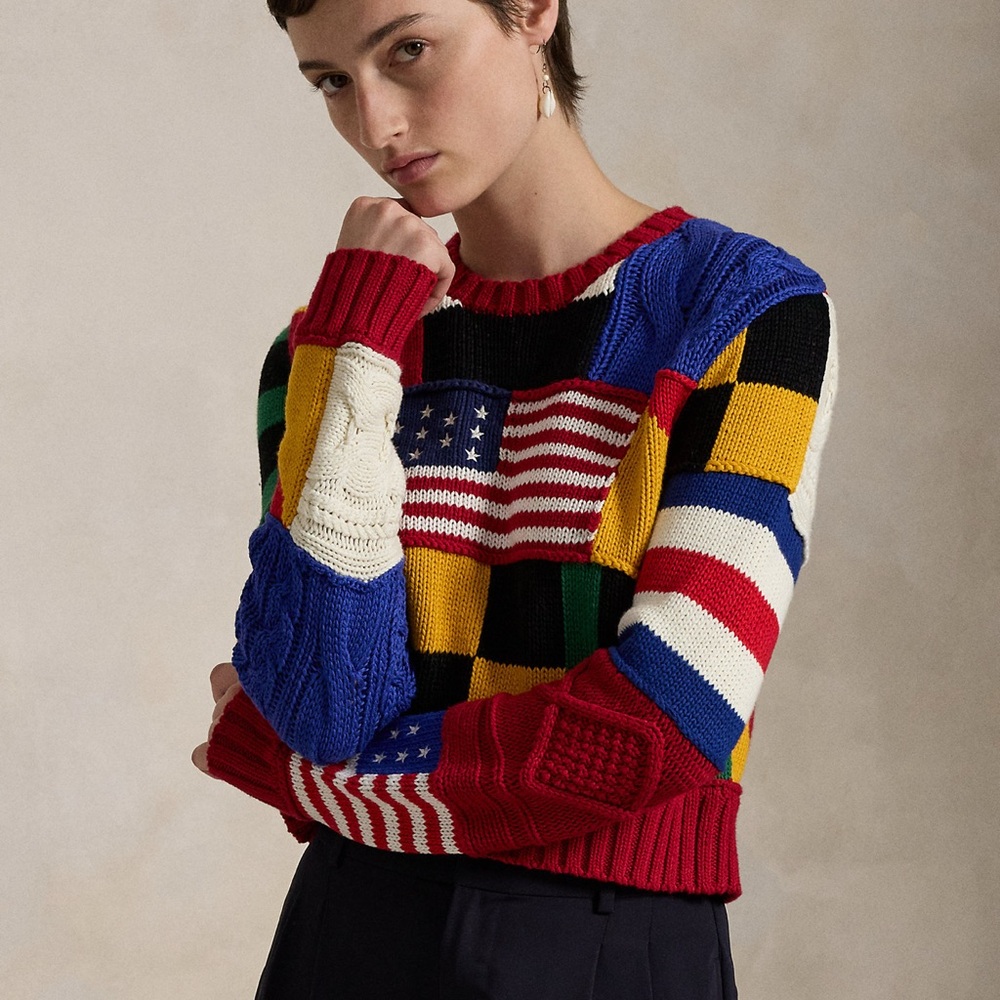 Price is firm! Polo Ralph Lauren Multicolor Flag Patchwork Sweater